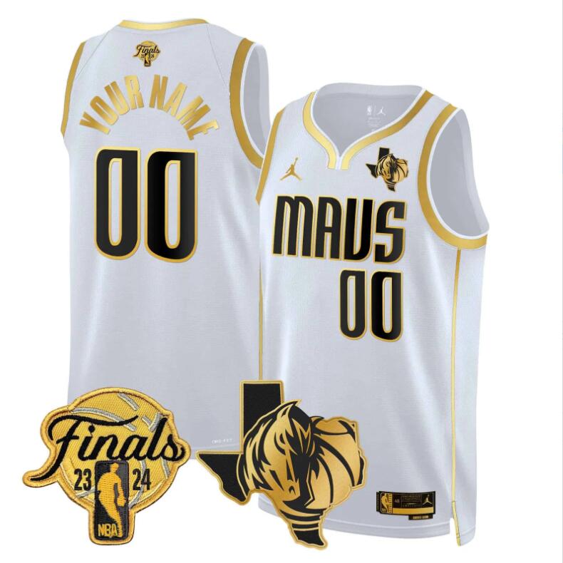 Men Dallas Mavericks 2024 Finals Texas Patch Swingman Custom white NBA Jersey